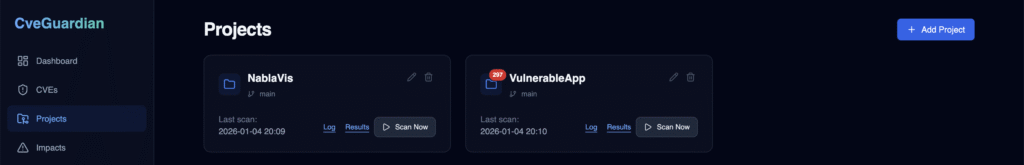 CveGuardian List of Projects